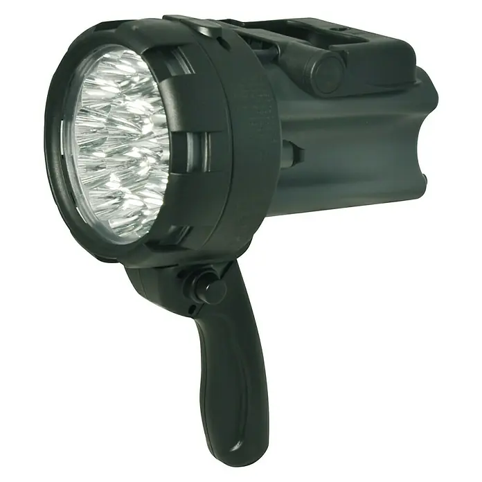 Xunzel Linterna recargable - 20,5 x 13 x 16,5 cm, 150 lm - Foco LED negro de mano con asa, ideal para uso en exteriores y emergencias.