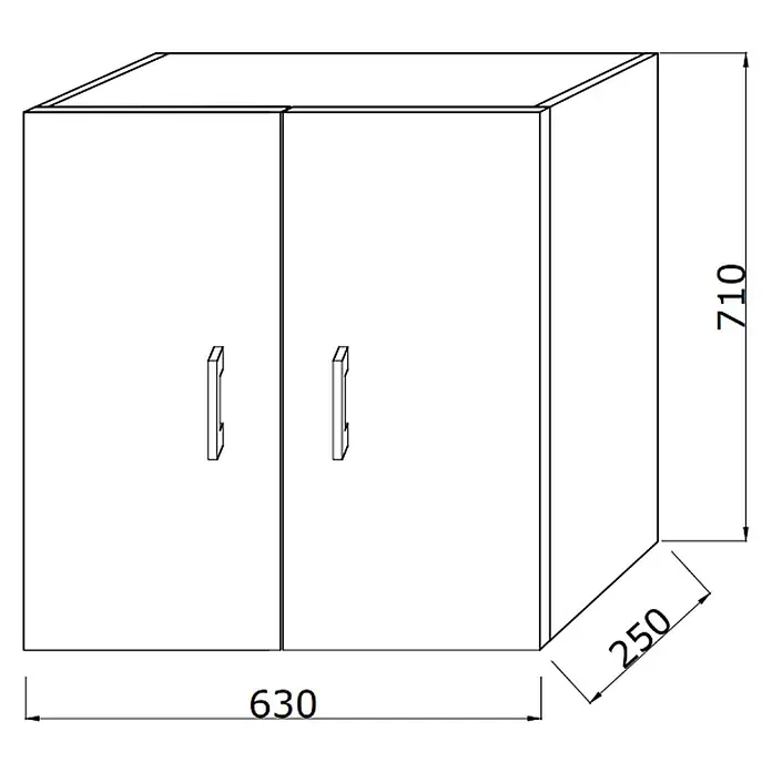 Kiamami Valentina Badmöbel-Set - Grau - Schrank mit zwei Türen und Griffen, Maße 710x630x250.