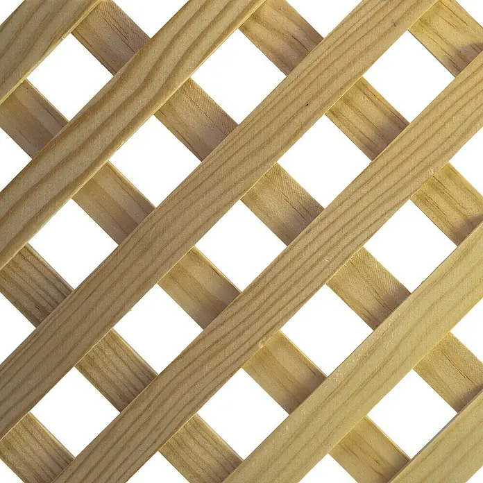 Celosía para exterior D12 Clásica - 85 x 218 cm - Una celosía de madera con un patrón de cuadrícula cuadrada, ideal para jardinería y como elemento decorativo.