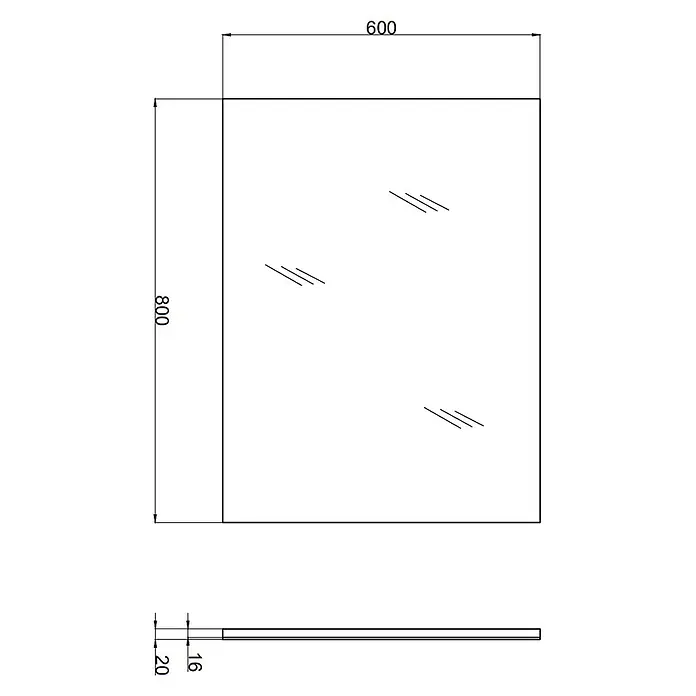 Kiamami Valentina Badmöbel-Set - Braun - Rechteckiger Wandspiegel, 600x800mm, mit einer Gesamtdicke von 20mm.