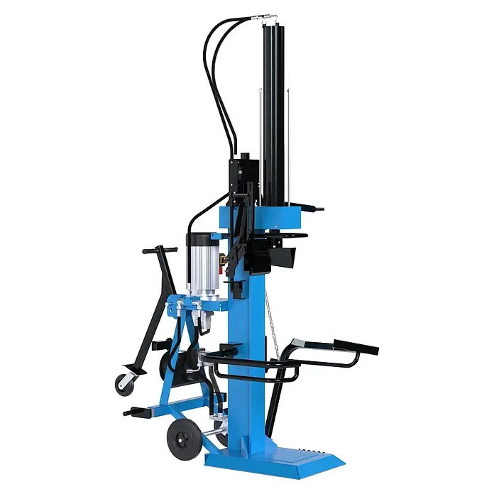Güde Holzspalter GHS 1000/25TEZ-A - 5.500 W, 25 t, Max. Spaltgutlänge: 1.030 cm - Blauer und schwarzer vertikaler hydraulischer Holzspalter mit Rädern und Griffen.