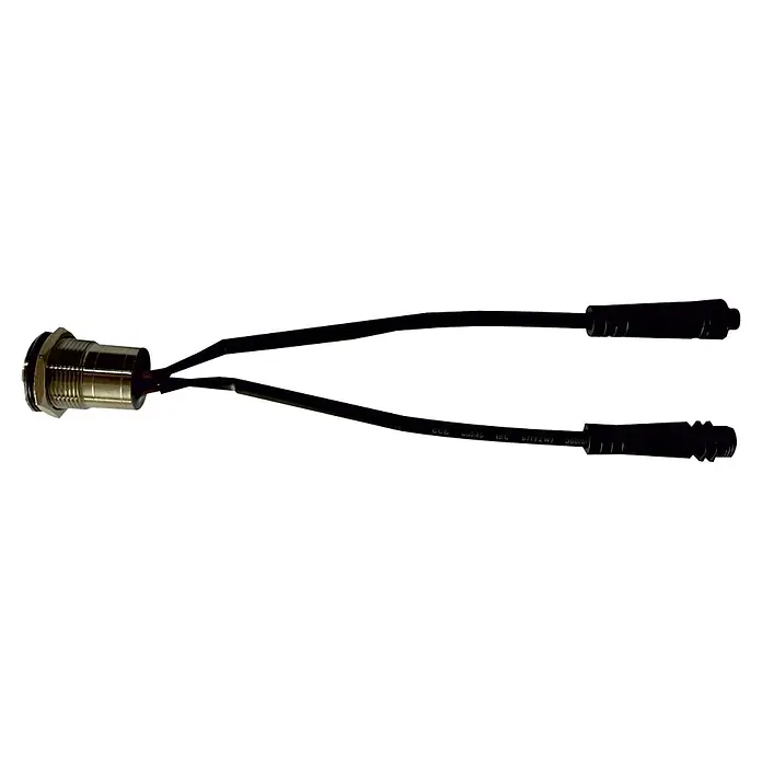Direct Signs Schalter Akus IP - Schwarz, Innen - Y-Splitter-Kabel mit Metall-Einbaustecker und zwei schwarzen Steckeranschlüssen.