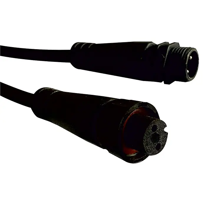 Direct Signs Verbindungskabel Akus IP - Länge: 100 cm, IP65 - Zwei schwarze elektrische Kabelstecker, ein Stift- und ein Buchsentyp, für robuste Verbindungen.