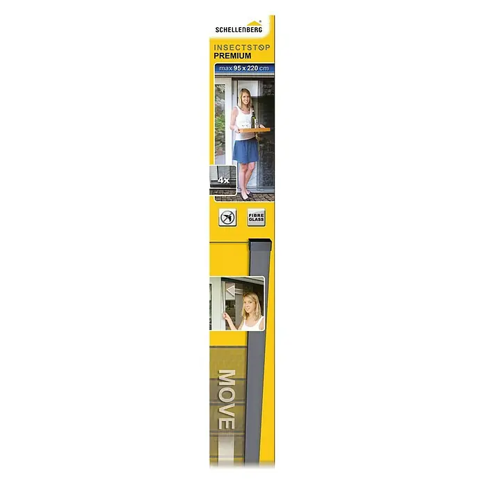 Schellenberg Insect Stop Mosquitera Premium - An x Al: 95 x 220 cm, Pegado, Color bastidor: Antracita - Imagen de la puerta Schellenberg INSECT STOP PREMIUM, mantiene los insectos fuera y deja entrar aire fresco.