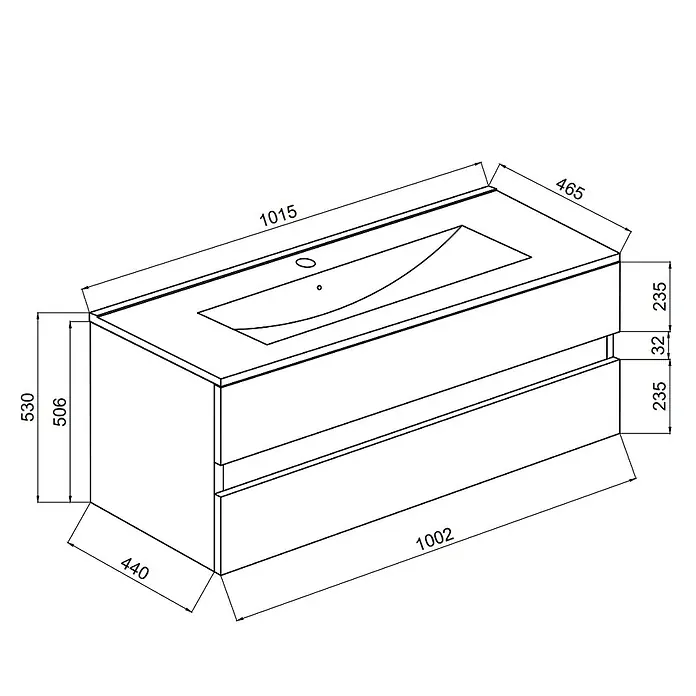 Kiamami Valentina Badmöbel-Set - Weiß - Moderner, wandmontierter Badschrank mit integriertem Waschbecken und zwei Schubladen.