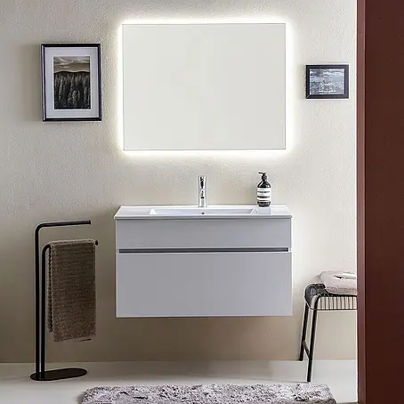 KV Unterschrank, Waschtisch und LED Lichtspiegel, 90x46cm | Sole
