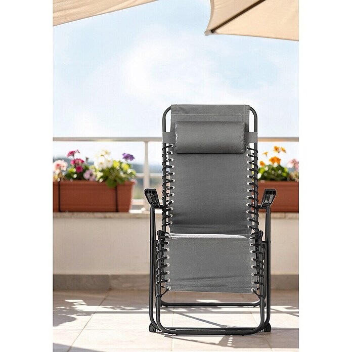 Tumbona reclinable Relax (Metal, algodón, Respaldo regulable, Gris oscuro, An x Pr x Al: 66 x 102 x 111 cm) | BAUHAUS