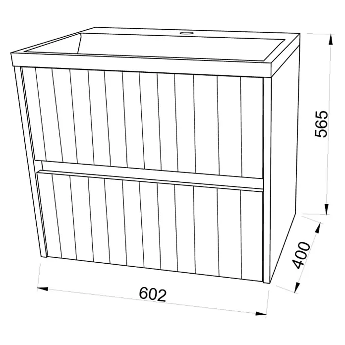 Kiamami Valentina Badmöbel-Set - Braun - Badezimmer-Waschtischunterschrank mit integriertem Waschbecken, gerippter Front und zwei Staufächern.