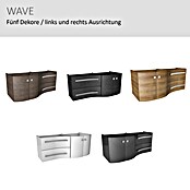 Camargue Wave Waschtischunterschrank (54 x 120 x 50 cm, Rechts, Eiche Maron, Matt)