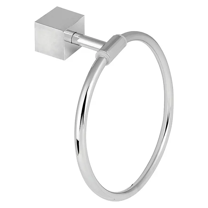 Bath Stage B-Curve Toallero de anilla Inox - Tipo de montaje: Atornillado - Un toallero de aro cromado con soporte de pared cuadrado, que combina funcionalidad y diseño moderno para el baño.