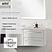 Camargue Wave Waschtischunterschrank (54 x 120 x 50 cm, Links, Weiß, Hochglanz)