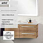 Camargue Wave Waschtischunterschrank (54 x 120 x 50 cm, Links, Berg Eiche, Matt)