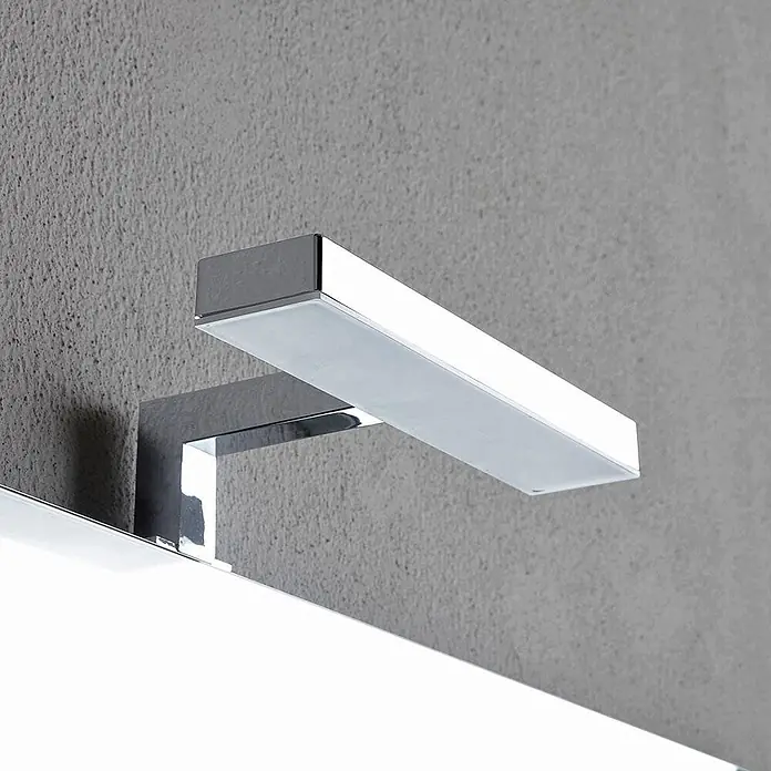 Kiamami Valentina Badmöbel-Set - Braun - Moderne Chrom-LED-Wandleuchte mit satiniertem Diffusor.