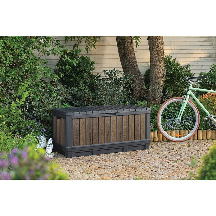 Keter Zaboj za shranjevanje Kentwood Deco  (Š x G x V: 128 x 53,6 x 59 cm, Oreh, 350 l) | Zaboji za shranjevanje blazin in opreme | Vrtno shranjevanje | Vrt in prosti čas | Izdelki | BAUHAUS