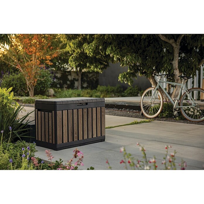 Keter Zaboj za shranjevanje Kentwood Deco  (Š x G x V: 82,3 x 45,7 x 57,7 cm, Oreh, 190 l) | Zaboji za shranjevanje blazin in opreme | Vrtno shranjevanje | Vrt in prosti čas | Izdelki | BAUHAUS