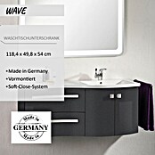 Camargue Wave Waschtischunterschrank (54 x 120 x 50 cm, Rechts, Grafit, Hochglanz)