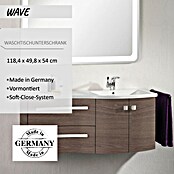 Camargue Wave Waschtischunterschrank (54 x 120 x 50 cm, Rechts, Eiche Maron, Matt)