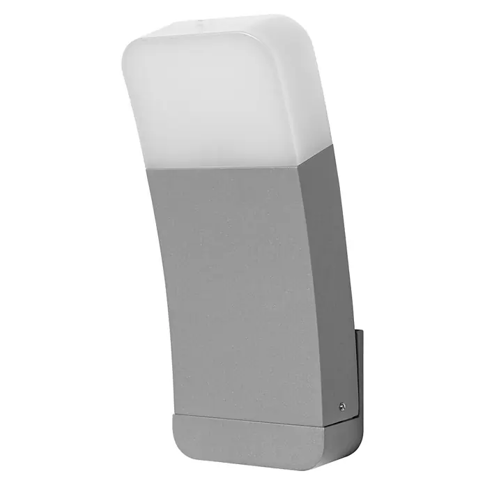 Ledvance Smart+ LED-Deckenleuchte rund Curve Dowm RGBW - RGBW - Graue Wandleuchte aus Metall für den Außenbereich mit mattweißem Diffusor.