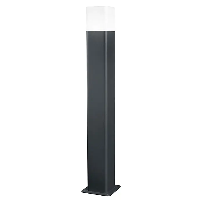 Ledvance Smart+ Außenstehleuchte Cube 50cm RGBW - Farbe Gehäuse: Grau, RGBW, 120 x 120 x 500 mm, Mit Leuchtmittel - Dunkelgraue rechteckige Außenleuchte mit weißem Diffusor und quadratischem Sockel.
