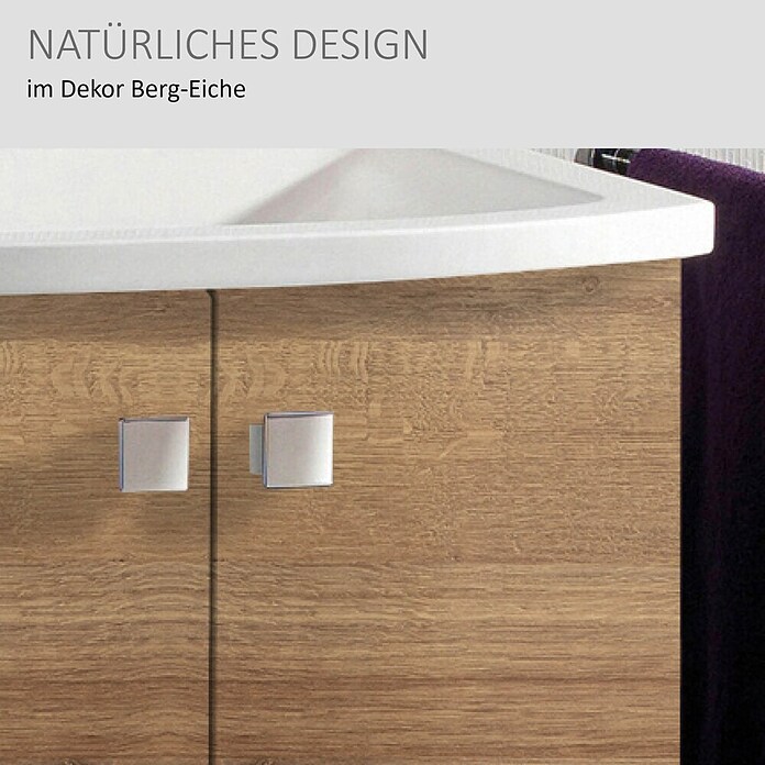 Camargue Wave Waschtischunterschrank (54 x 120 x 50 cm, Links, Berg Eiche, Matt)