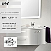 Camargue Wave Waschtischunterschrank (54 x 120 x 50 cm, Rechts, Weiß, Hochglanz)