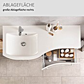 Camargue Wave Einbauwaschbecken (55 x 120 cm, Links, Mineralguss, Weiß)