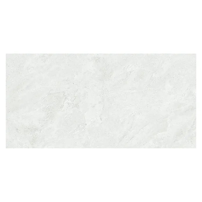 Pavimento porcelánico Eternity - 37,5 x 75,5 cm, Blanco, Mate - Baldosa gris claro con aspecto de piedra, veteado sutil y acabado mate texturizado, para suelos y paredes.
