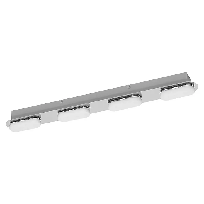 Ledvance LED-Wandstrahler - 27 W, L x B x H: 57,5 x 6 x 5,8 cm, Silber, Mehrfarbig, 4 Stk. - Moderne silberne Spiegelleuchte mit vier ovalen weißen Diffusoren.