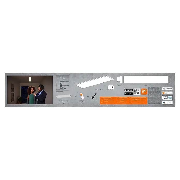 Ledvance Smart+ WiFi LED-Panel Planon Frameless - 28 W, L x B x H: 600 x 100 x 65 mm, Weiß - Weißes rahmenloses smartes LED-Panel, 600x100mm, mit einstellbarem Weißlicht und Smart-Home-Steuerung.