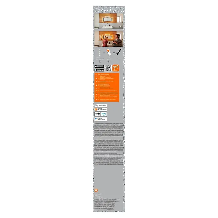 Ledvance LED-Wandstrahler - 27 W, L x B x H: 57,5 x 6 x 5,8 cm, Silber, Mehrfarbig, 4 Stk. - Weiße LED-Leuchte (ORBIS DUPLO) in modernem Bad, mit Smart Home Steuerung über App und Sprachassistenten.