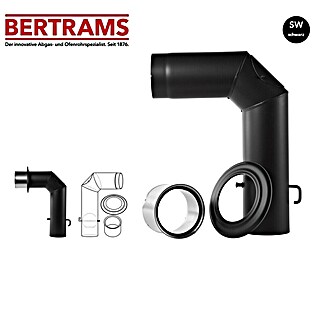 Bertrams Kaminrohr-Set (Durchmesser: 150 mm, Mit Drosselklappe, Schwarz)