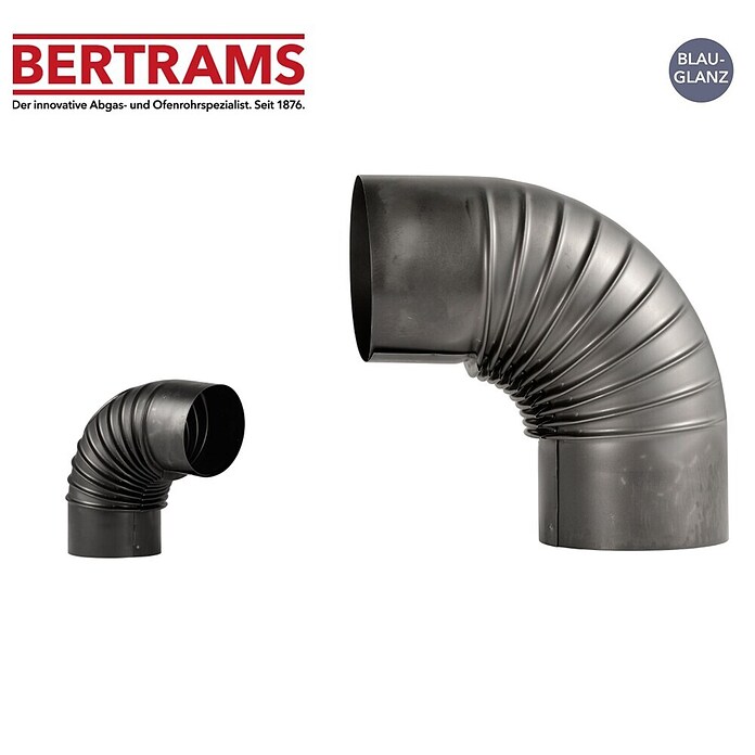 Ofenrohrbogen (Durchmesser: 100 mm, Bogenwinkel: 90°, Wandstärke: 0,6 mm, Schwarz)