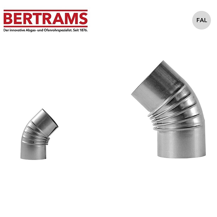 Ofenrohrbogen (Durchmesser: 100 mm, Bogenwinkel: 45°, Feueraluminiert, Silbergrau)