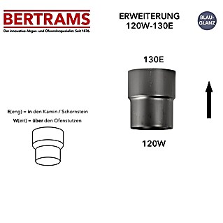 Bertrams Ofenrohrerweiterung (Durchmesser: 120 mm - 130 mm, Gebläut, bläulich bis schwarz)