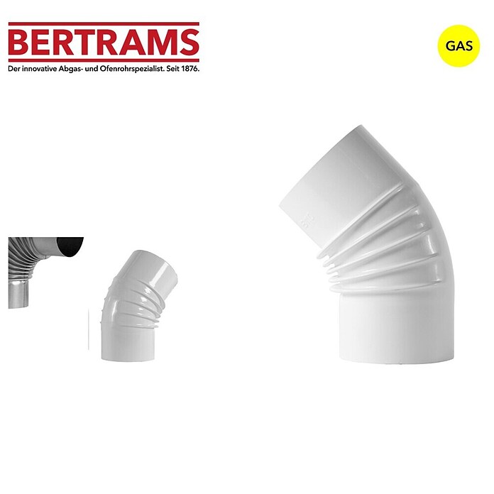 Bertrams Ofenrohrbogen (Durchmesser: 110 mm, Bogenwinkel: 45°, Pulverbeschichtet, Weiß)