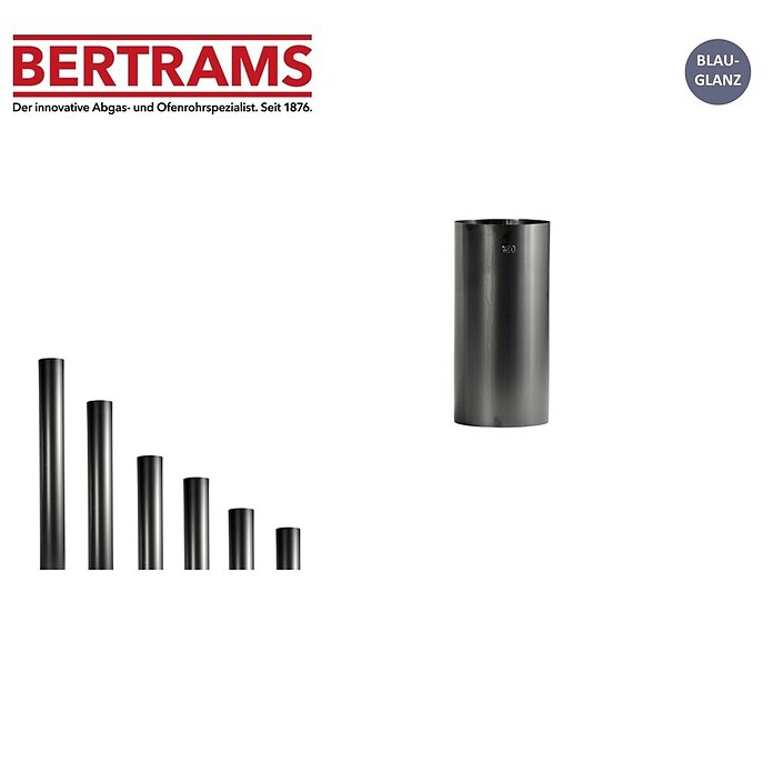 Ofenrohr (Ø x L: 130 x 250 mm, Wandstärke: 0,6 mm, Schwarz)