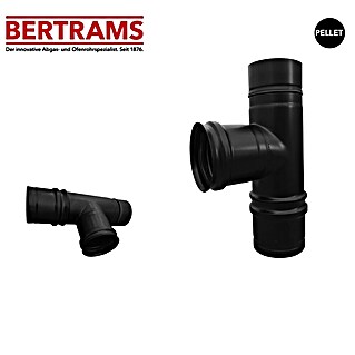 Bertrams Pellet-T-Stück (Durchmesser: 80 mm, Edelstahl, Pulverbeschichtet, Schwarz)