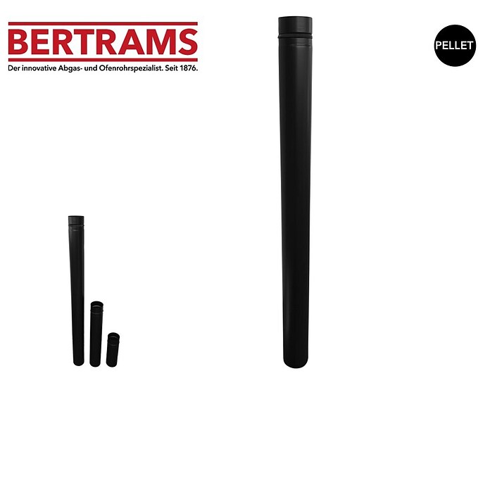 Pelletrohr (Ø x L: 80 x 1.000 mm, Edelstahl, Pulverbeschichtet, Schwarz)