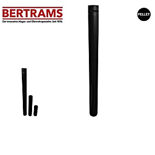 Bertrams Pelletrohr (Ø x L: 80 x 1 000 mm, Edelstahl, Pulverbeschichtet, Schwarz)