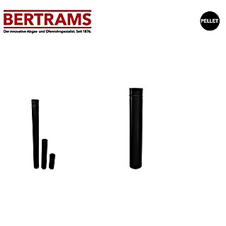 Bertrams Pelletrohr (Ø x L: 80 x 500 mm, Edelstahl, Pulverbeschichtet, Schwarz)