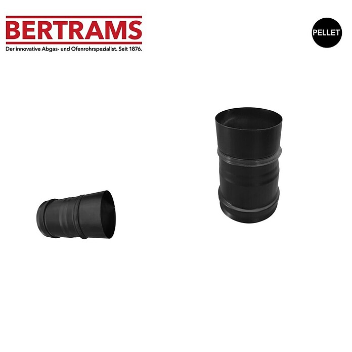 Ofenanschluss (Durchmesser: 80 mm, Edelstahl, Pulverbeschichtet, Schwarz)