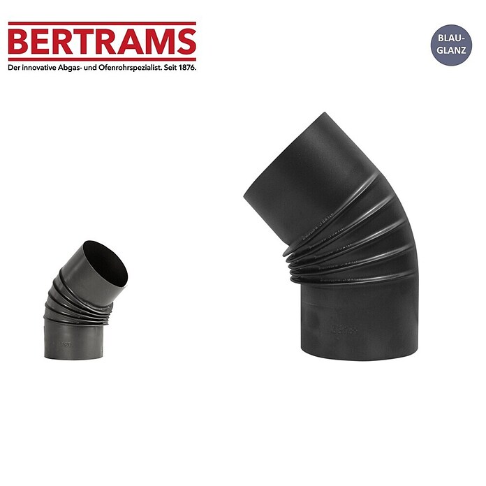 Ofenrohrbogen (Durchmesser: 130 mm, Bogenwinkel: 45°, Wandstärke: 0,6 mm, Schwarz)