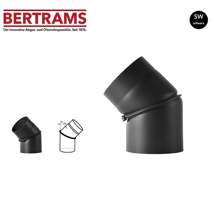 Bertrams Ofenrohrbogen (Durchmesser: 150 mm, 0 ° - 45 °, Senotherm lackiert, Schwarz) | BAUHAUS