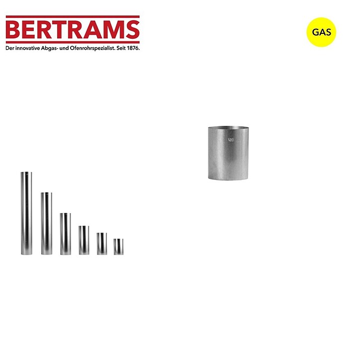Bertrams Ofenrohr (Ø x L: 110 x 150 mm, Verzinkt, Silber) | BAUHAUS