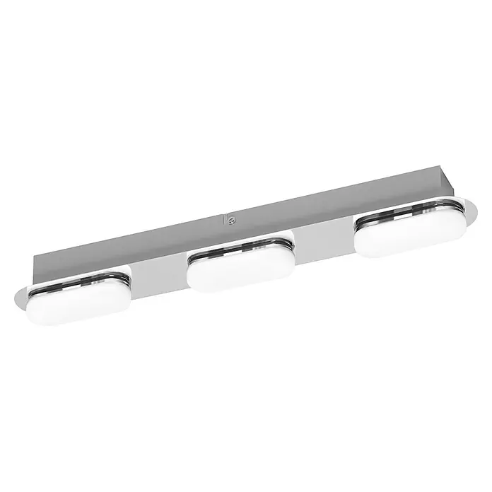 Ledvance LED-Wandstrahler - 20 W, L x B x H: 44,5 x 6 x 5,8 cm, Silber, Mehrfarbig, 3 Stk. - Silberne lineare Spiegelleuchte mit drei ovalen mattierten Lampen.