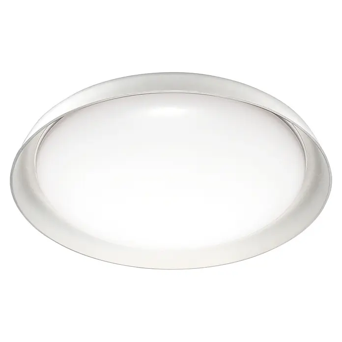 Ledvance Smart+ WiFi LED-Deckenleuchte rund Ceiling Plate - 24 W, Ø x H: 430 x 70 mm, Weiß - Ovale weiße LED-Deckenleuchte mit silbernem Metallrahmen.