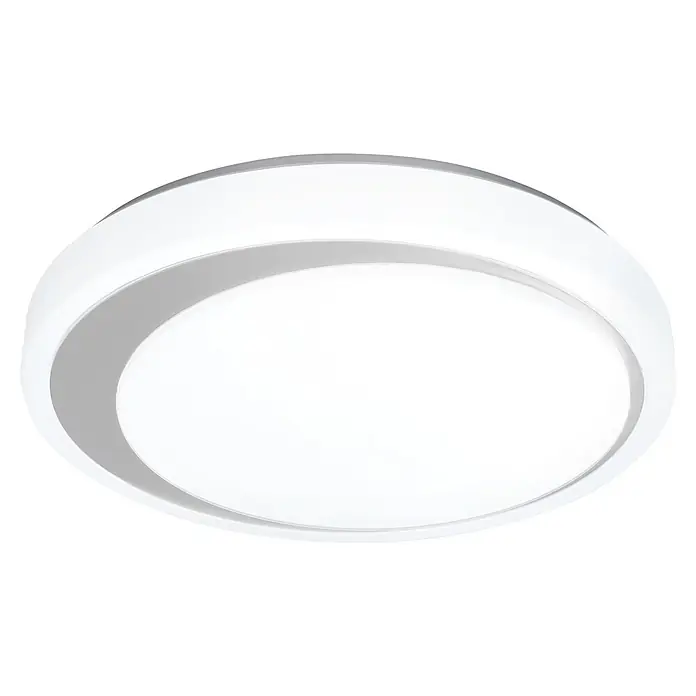 Ledvance Smart+ WiFi LED-Deckenleuchte rund Ceiling Moon - 32 W, Ø x H: 480 x 86 mm, Weiß/Silber - Moderne ovale weiße Deckenleuchte mit dezentem grauem Akzentring.