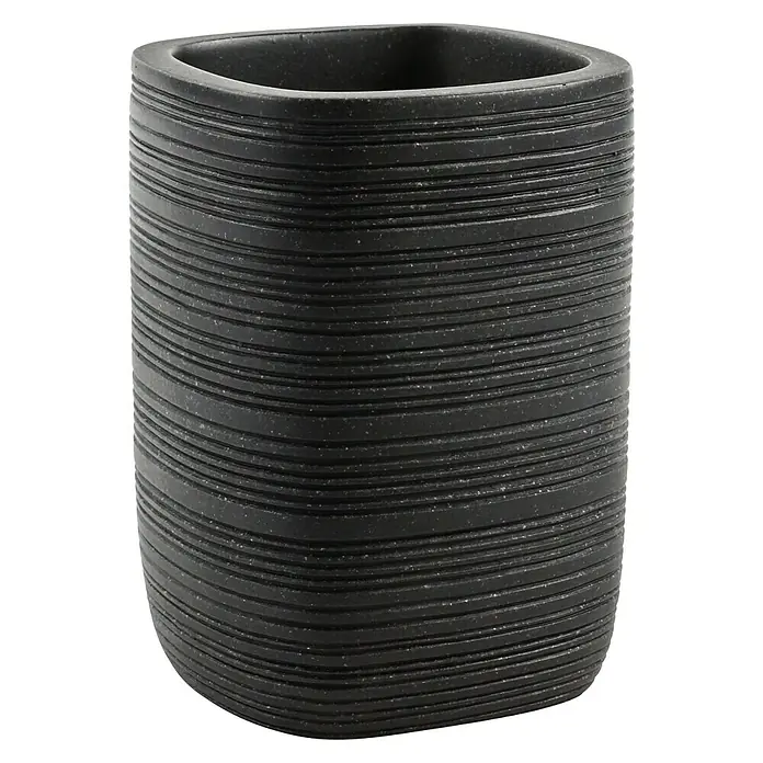 Bath Stage B-Kubic Portacepillos - L x An x Al: 7 x 7 x 95 cm, Plástico - Elegante soporte negro para accesorios de baño con ranuras horizontales, ideal para cepillos de dientes o brochas de maquillaje.