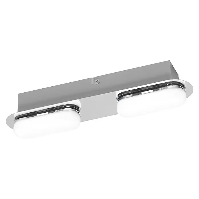 Ledvance LED-Wandstrahler - 15 W, L x B x H: 29,5 x 6 x 5,8 cm, Silber, Mehrfarbig, 2 Stk. - Silberne LED-Wandleuchte mit rechteckigem Gehäuse und zwei ovalen weißen Lichtern, akzentuiert mit Chromdetails.