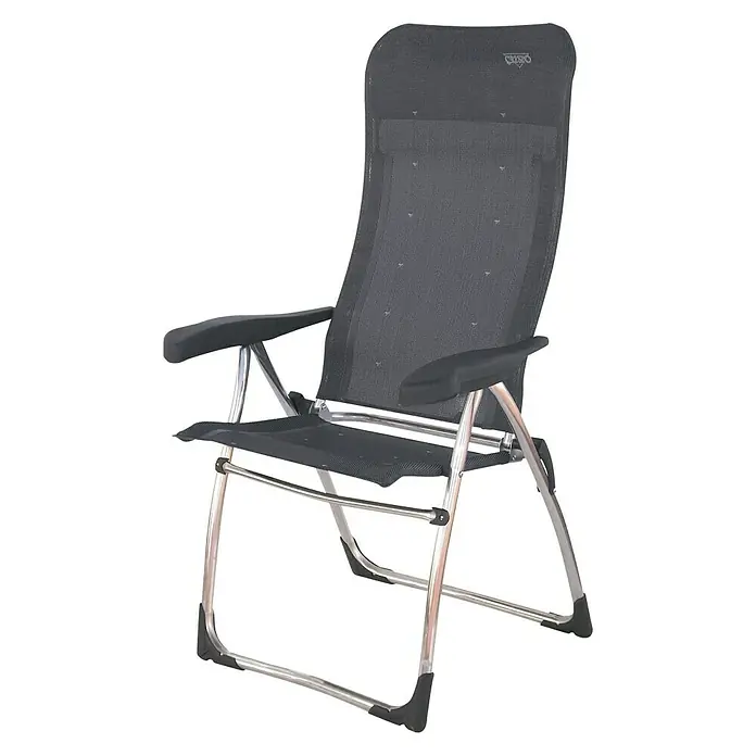 Crespo Silla de camping Crespo - Aluminio/Textiline, Antracita, An x Pr x Al: 64 x 64 x 115 cm - Esta silla de camping con respaldo alto ofrece comodidad con su tejido de malla transpirable y su estructura duradera.
